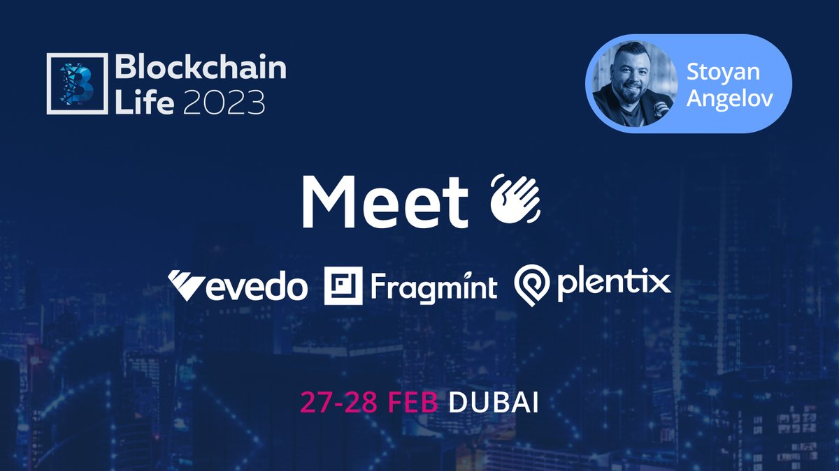 evedotoken's tweet photo. Meet us at #BlockchainLifeDubai! 👋

We cordially invite you то meet &amp; greet with our CEO @StoyanAngelov at one of #Dubai's premiere #crypto events, where #EvedoEcosystem products will be presented to key industry leaders. 🤝

#Fragmint #Plentix #Web3 https://t.co/q9ARbnGzXO