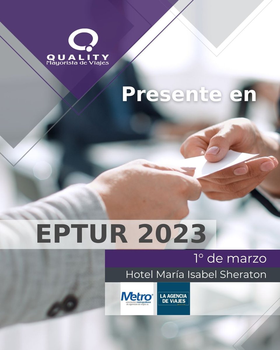 QualityMayorist's tweet photo. Agradecidos con @AsociacionMetro y @Ladevi_Mexico, estaremos presentes en una nueva edición de #EPTUR presentando a los agentes de viaje, las ventajas competitivas de trabajar con @QualityMayorist y nuestro renovado portafolio.
Consulta mas en https://t.co/ghtCZAPzuC https://t.co/M6PfYetAaU