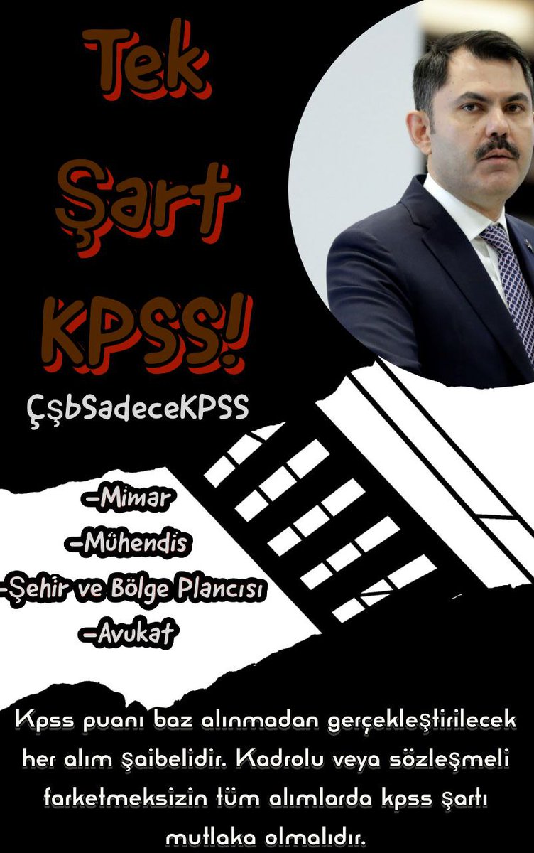 mimar012's tweet photo. @KPSSMMARLIK2022 @RTErdogan @murat_kurum @csbgovtr Bakanlığımızda @csbgovtr sözleşmeli personel alımları sadece ve sadece KPSS ile olmalıdır. KPSS’den 
yüksek alan branşlar hak ettikleri şekilde istihdam edilmelidir! ÇşbSadeceKPSS @haluklevent 
@goygoyhukuk @avukatergun https://t.co/9deV8VOikK