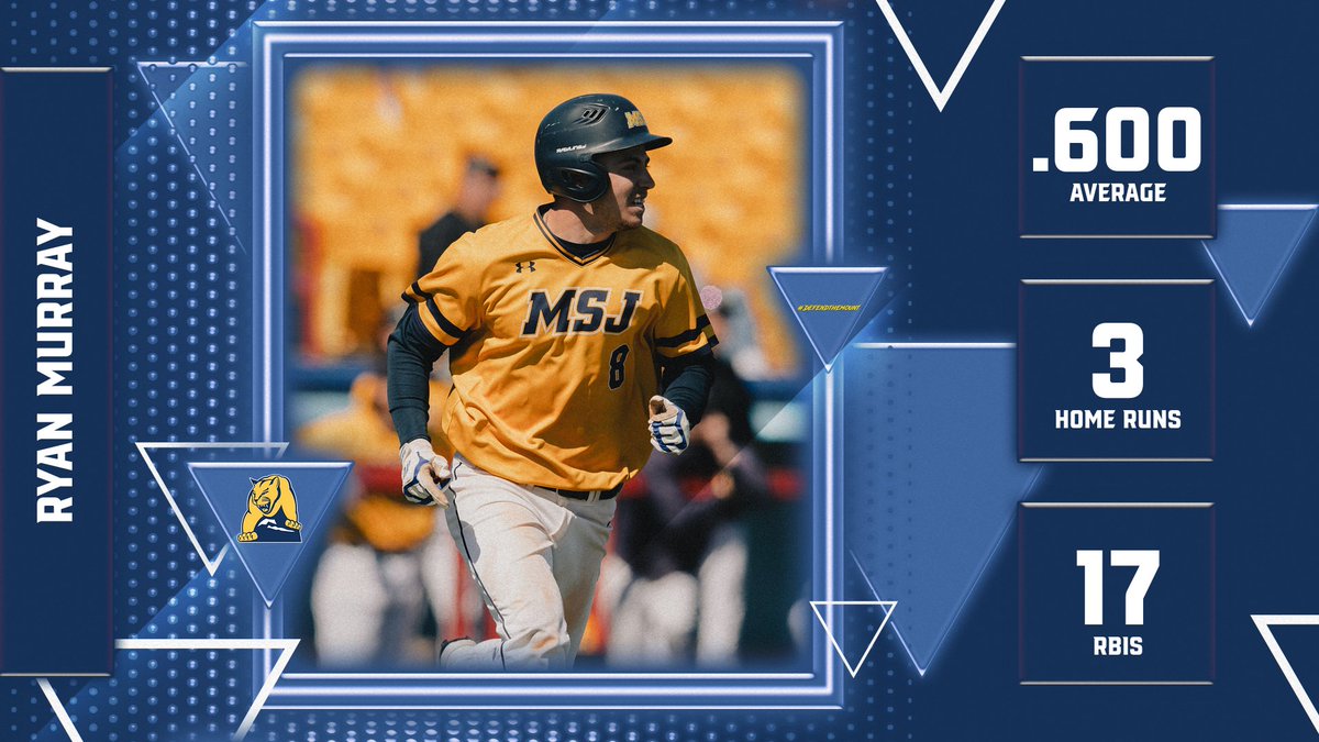 Mount St. Joseph University Athletics (@msj_athletics) on Twitter photo ⚾ | 🚨 BREAKING 🚨 
<a href="/MSJ_Baseball/">MSJ Baseball</a>'s Ryan Murray has been named the <a href="/HCACDIII/">Heartland Collegiate Athletic Conference</a>  Hitter of the Week! Murray dominated at the plate hitting a Grand Slam & the cycle on Saturday! Murray racked up 17 RBIs with 3 HRs over the weekend!
#DEFENDtheMOUNT #MountUp
 #ClimbHigher #HeartOfD3 ⚾ | 🚨 BREAKING 🚨 
<a href="/MSJ_Baseball/">MSJ Baseball</a>'s Ryan Murray has been named the <a href="/HCACDIII/">Heartland Collegiate Athletic Conference</a>  Hitter of the Week! Murray dominated at the plate hitting a Grand Slam & the cycle on Saturday! Murray racked up 17 RBIs with 3 HRs over the weekend!
#DEFENDtheMOUNT #MountUp
 #ClimbHigher #HeartOfD3