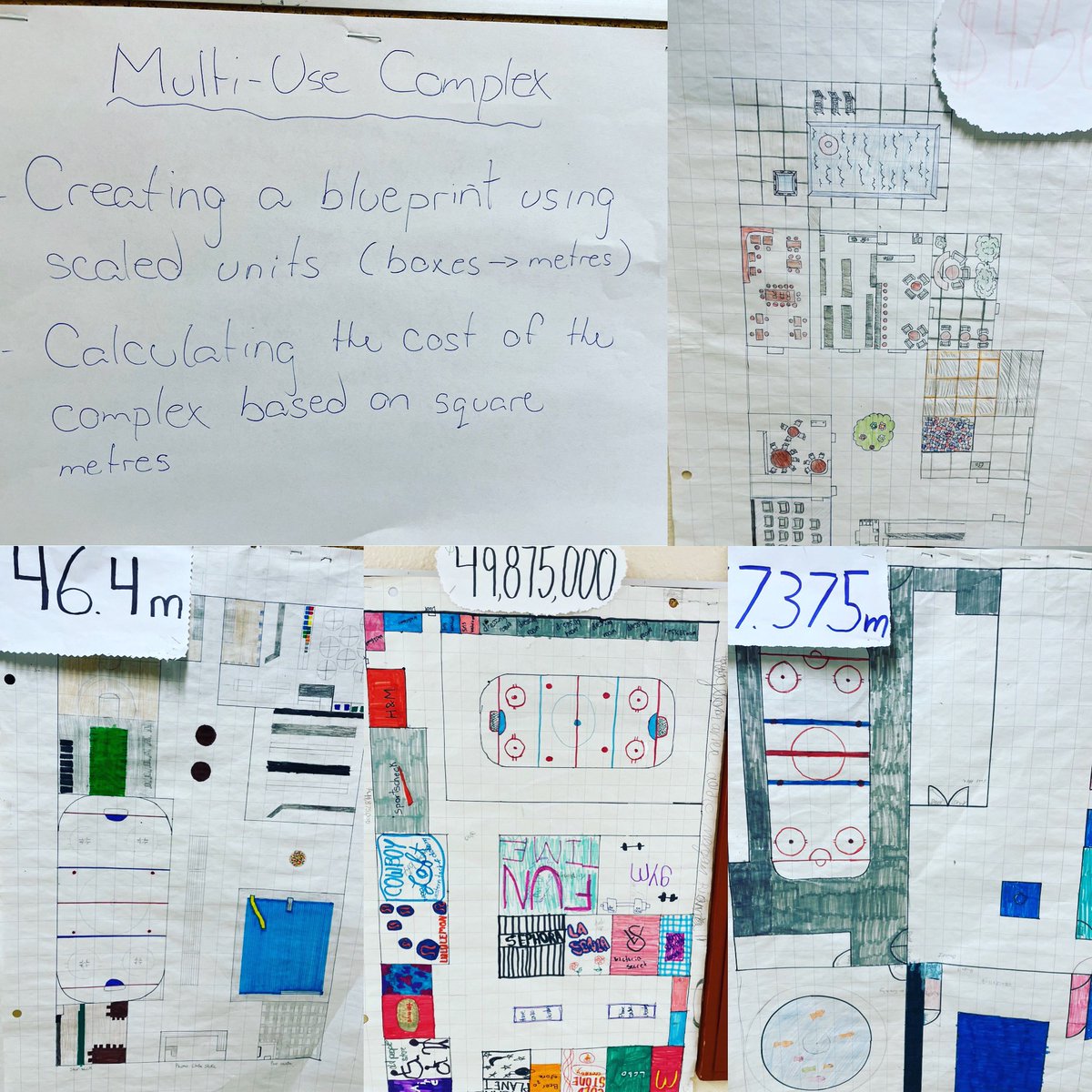 BrooksidePS's tweet image. Grade 8 students working to design and cost out multi use recreation facilities. #integratedlearning