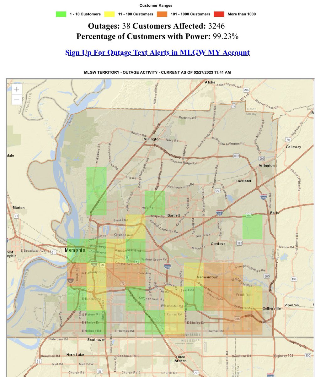 MemphoNewsLady's tweet photo. #UPDATE: more than 3200 homes & biz without power in #Memphis & Shelby County.
Call 544-6500 to report your outage to @MLGW.
#memwind #memwx https://t.co/4fduGmfwVZ