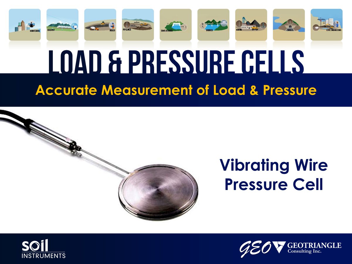 GeoTriangle_Inc's tweet image. Soil Instruments Ltd / Products / Load &amp;amp; Pressure Cells 👷🏻‍♂️
Accurate Measurement of Load and Pressure
Need further information or a quote? Contact our Canadian team
ON: (647) 874-7107 
BC: (778) 300-7094
📱 (705) 988-0173
📧 sales@geotriangle.com
