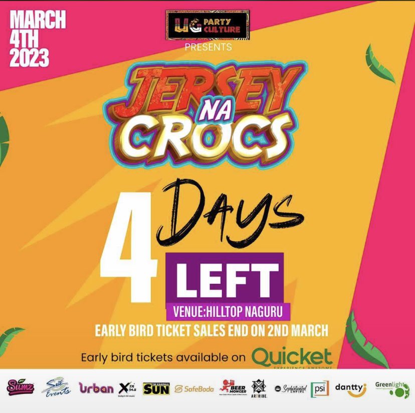 kangreenlight's tweet photo. Are you ready 🥰🥰🥰🥰🥳🥳🥳🥳🥳🥳 buy your ticket now from Quicket and rock on 4th with your favorite team Jersey and crocs 🤓🤓 @QuicketUG @kangreenlight https://t.co/2o59zLBQow