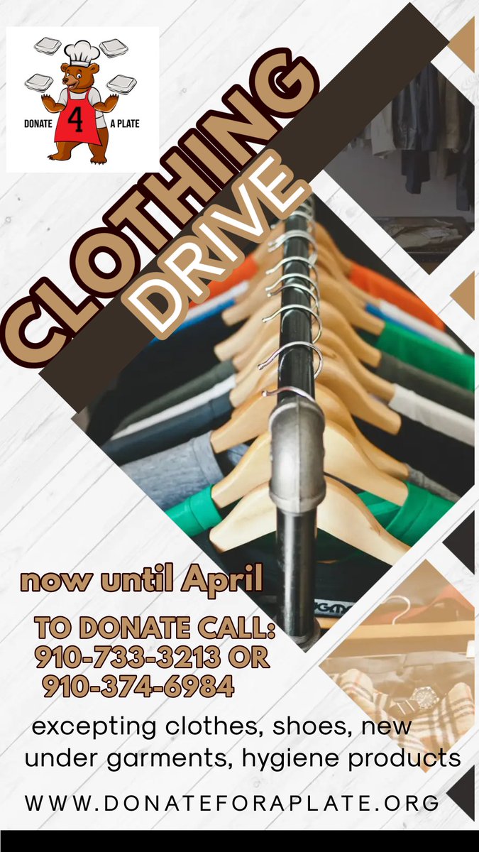 LNcapref's tweet image. Got clothes that still have good use? We will gladly take those off your hands! Contact us today to see how you can help clothe someone is need! 
donateforaplate.org
