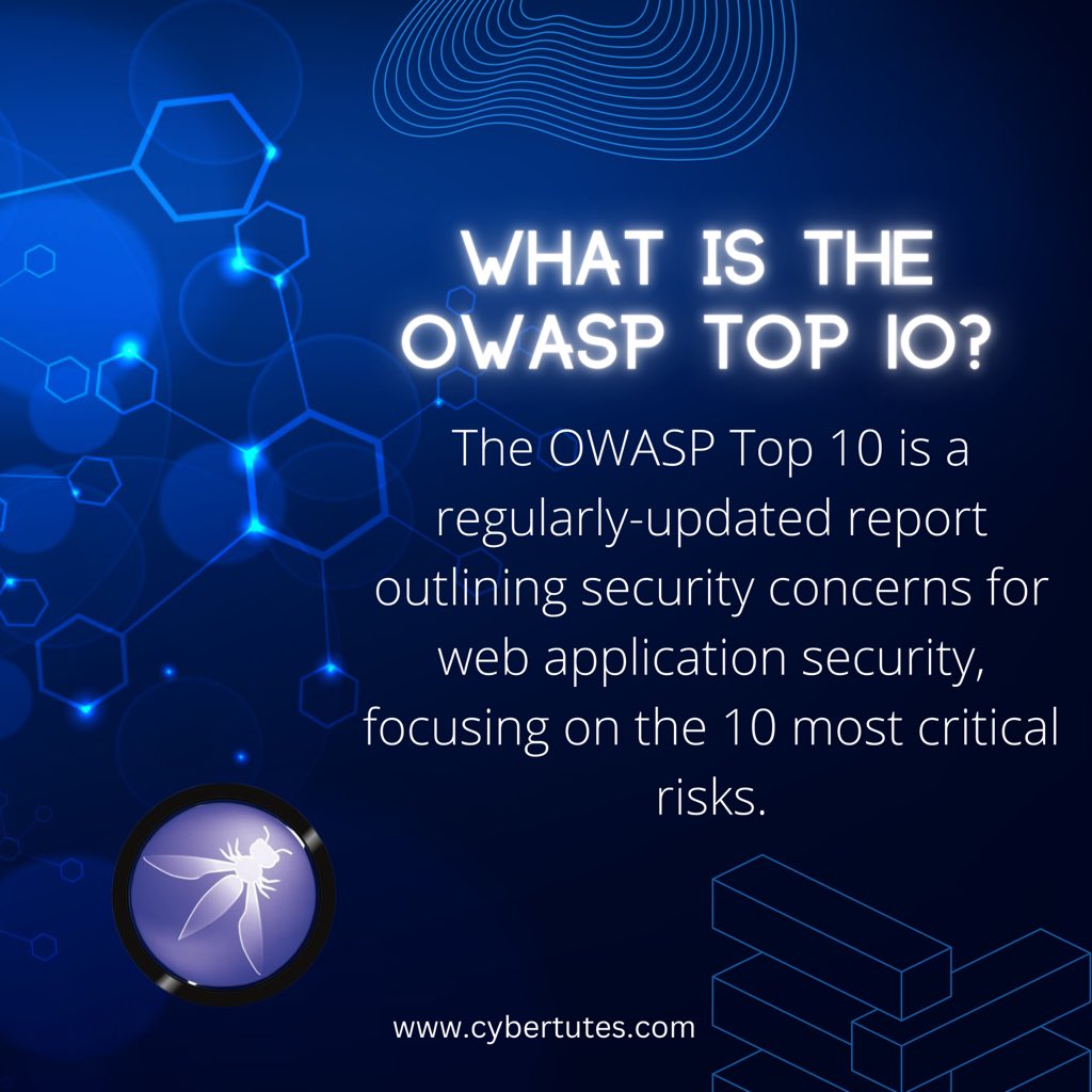 CyberTutes's tweet image. OWASP is an open community dedicated to ensuring the security of web applications through testing and education. #OWASP #OWASP10 #community #cybertutes #secureact