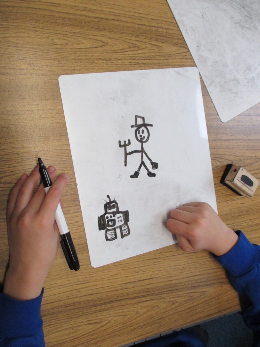 A fascinating future of farming visit for Y5 from <a href="/colindigidorset/">Colin Wood</a> of <a href="/5gruraldorset/">@5GRuralDorset</a> today, thinking beyond the tractor to use of artificial intelligence on land, dairy farming &amp; also under the sea! We drew pictures to represent this vision, glad to be part of innovative Dorset!