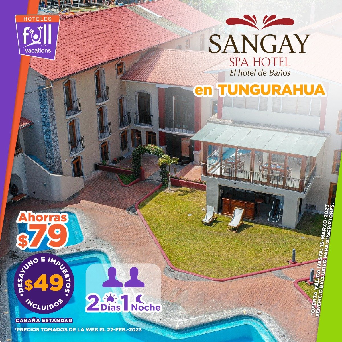 Dos 👨🧑 por $49 tarifa válida solo para suscriptores*
Oferta válida hasta el 15 de marzo
Reserva al 📲: 0986263432
#ahorro #hoteles #hospedaje #Ecuador #Turismo #bernardopolo  #TurismoParaTodos #visitaecuador #hotelesfullvacations #YoVendoBaños #YoVendoTungurahua #sangayspahotel