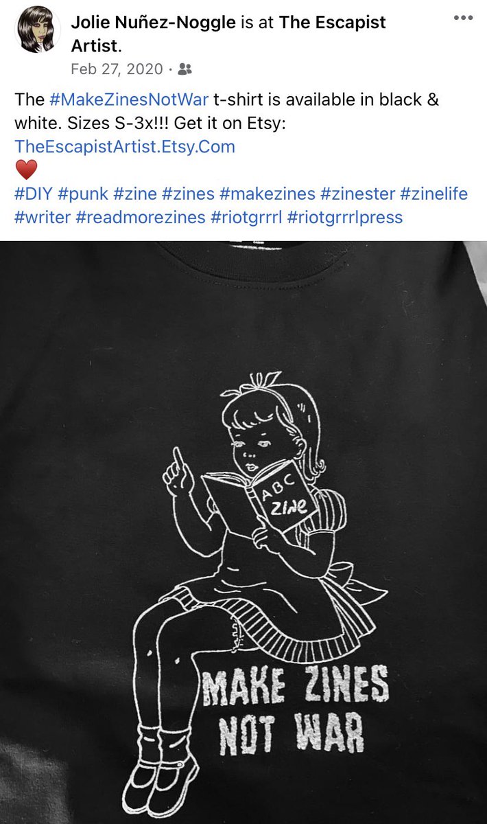 JolieRuin's tweet photo. The #MakeZinesNotWar t-shirt is available in black or white. Sizes S-5X. Get it on Etsy: https://t.co/bfVyURNZyt
♥️
#DIY #punk #zine #zines #makezines #zinester #zinelife #writer #readmorezines #riotgrrrl #riotgrrrlpress #screenprinting https://t.co/4M65EJLBMu