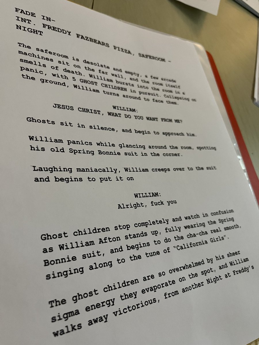 I never post about the FNAF movie, but this script leak was just TOO GOOD not to share, it’s actually insane

{POSSIBLE SPOILERS}