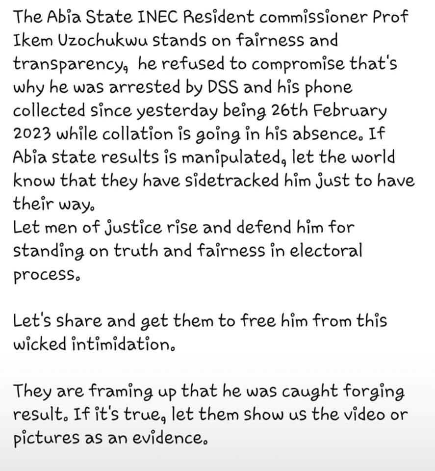 Prof. Uzochukwu the REC of Abia state detained by Ikpeazu for refusing to play the ball!