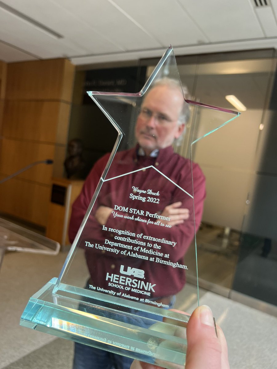 sierrachansen's tweet photo. Hating every moment of his well deserved recognition. Congrats to the first ever (and my personal favorite) @UABHeersink @uabmedicine DOM STAR 💫 https://t.co/MisqaQbGC9