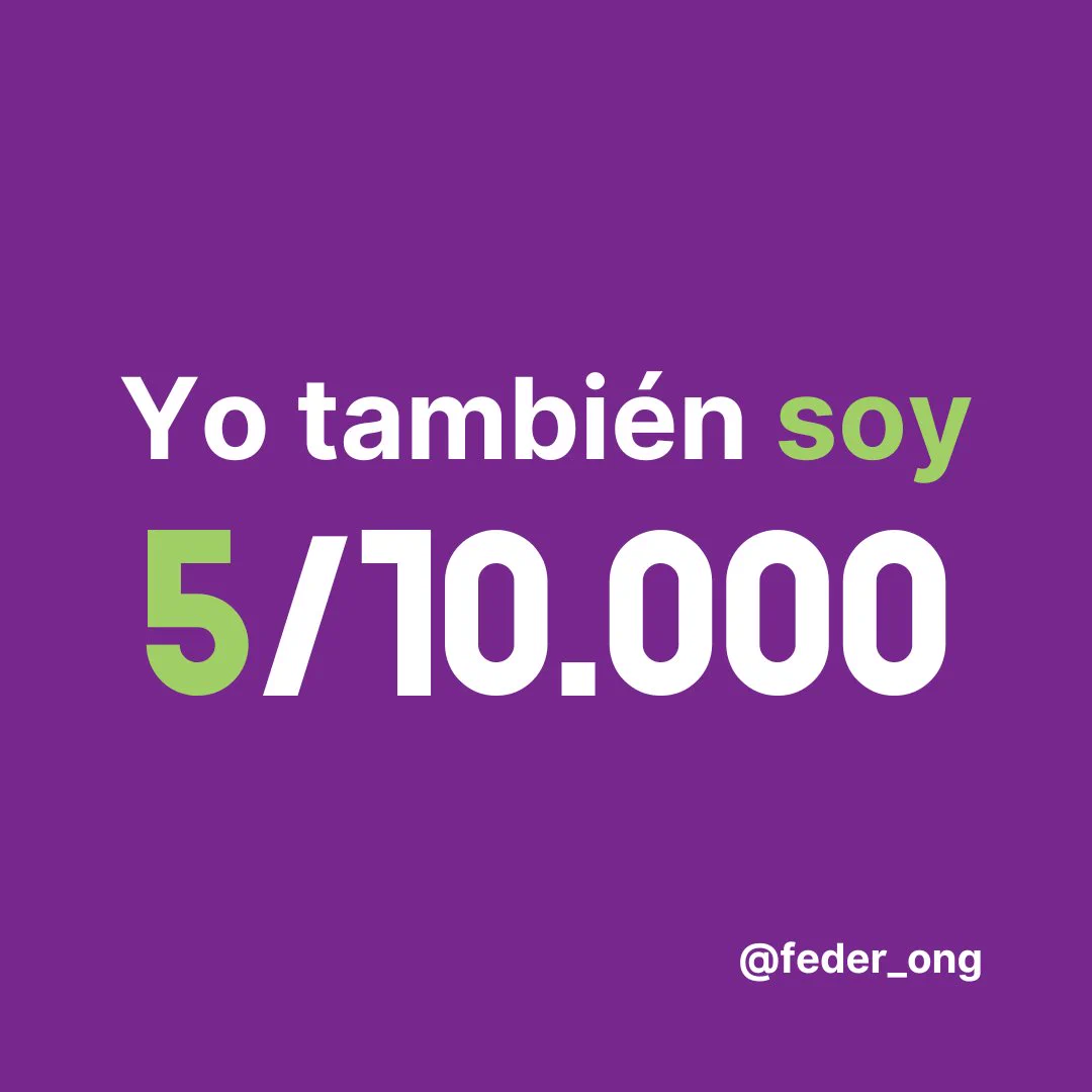 Sobre fondo morado aparece la frase 'Yo también soy 5/10.000'
