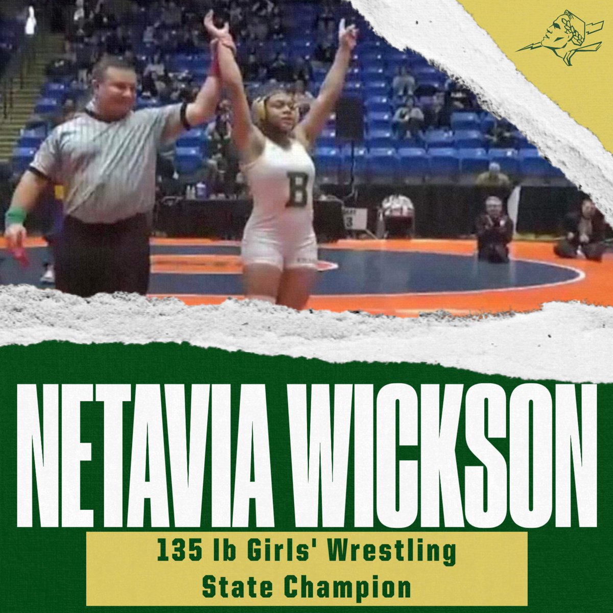 BoylanCatholic's tweet photo. Congratulations to Netavia Wickson '24, who brought home the first-place title in her weight class at the IHSA Girls' Wrestling Finals this past weekend. Netavia capped off her impressive 19-5 season with a huge 9-1 win to clinch the title. https://t.co/hHkUuyKkZA