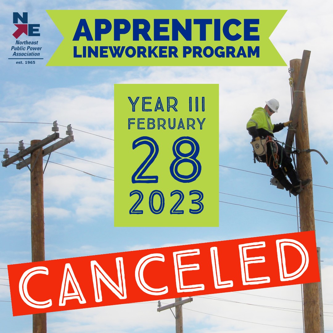 NEPPA_Littleton's tweet photo. Due to the impending snowstorm, tomorrow's #ApprenticeLineworker class for Year 3 students will be canceled. Classes are expected to continue as scheduled on Wednesday, March 1st.

#publicpower #communitypowered #training #lineman #ibew #linelife #powerlines #journeymanlineman https://t.co/mS6BbDbSqe
