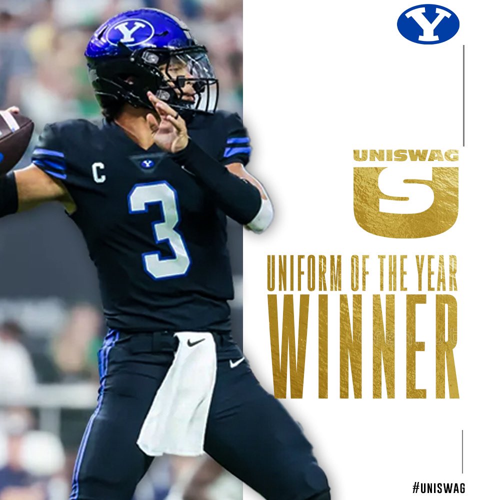 UNISWAG's tweet photo. UNISWAG Uniform of the Year Winner

The fans have voted @BYUfootball the winner of the 2022 UNISWAG Uniform of the Year Award!

#uniswag https://t.co/QyN1tJZFdw