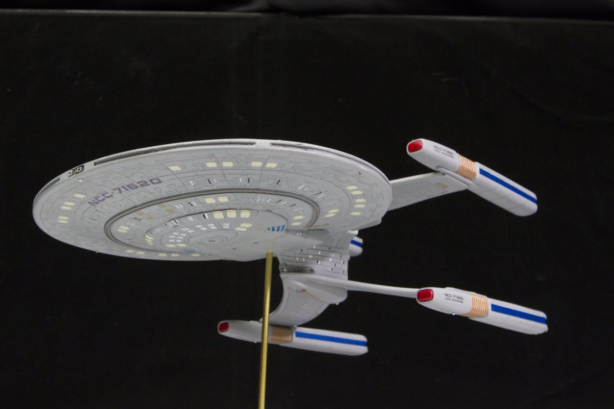 esdi's tweet photo. Wolf 359 represent! My Cheyenne class USS Ahwahnee. In 1400 scale, resin garage kit. I really wish the TNG production were able to use this design more than the Miranda, and Excelsior. Era appropriate designs, ya know? #StarTrek #StarTrekModels https://t.co/CibocQ5igH