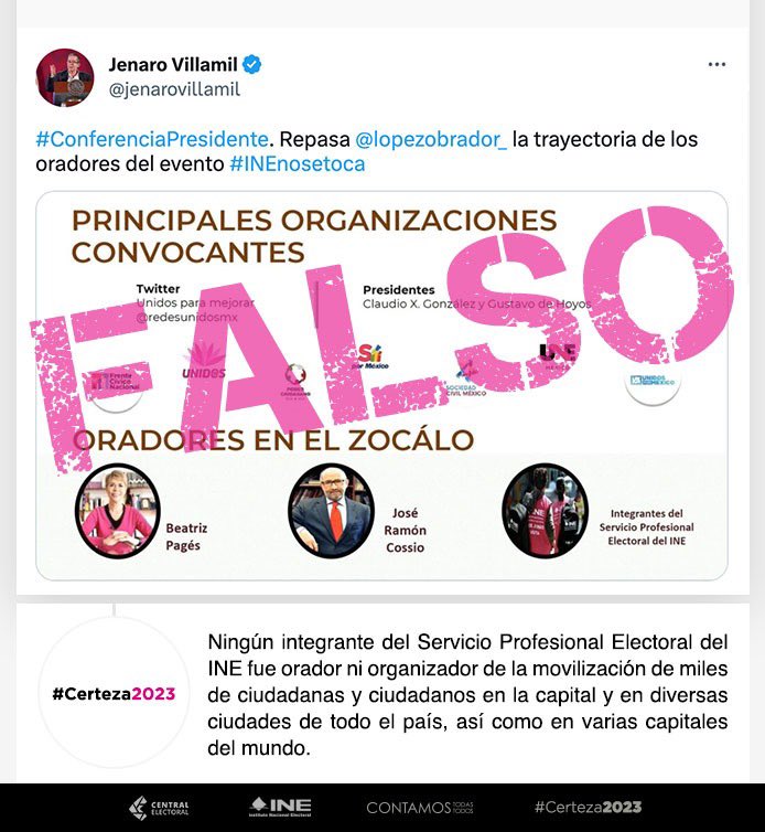 INEMexico's tweet photo. #DiNoALaDesinformación #Certeza2023 https://t.co/s6c8EyokCr