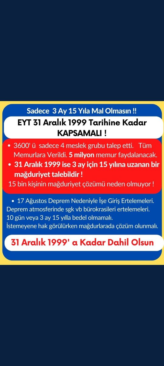 Takipçiler, bugün destek olmayacaksanız da ne zaman destek olacaksınız?! 🤔

#EYTyiTastamamVerin 
#EYTYarinbitiyor
#EytDepremMağdurları