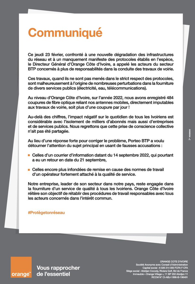 #protègetonréseau #PorteoBTP
<a href="/MTNCotedIvoire/">MTN Côte d'Ivoire</a> <a href="/Moovafrica_CIV/">Moov Africa Côte d'Ivoire</a> 
<a href="/artcitic/">ARTCI</a> 
@MICEN_CI 
<a href="/ACHIPatrick4/">Patrick Achi</a>