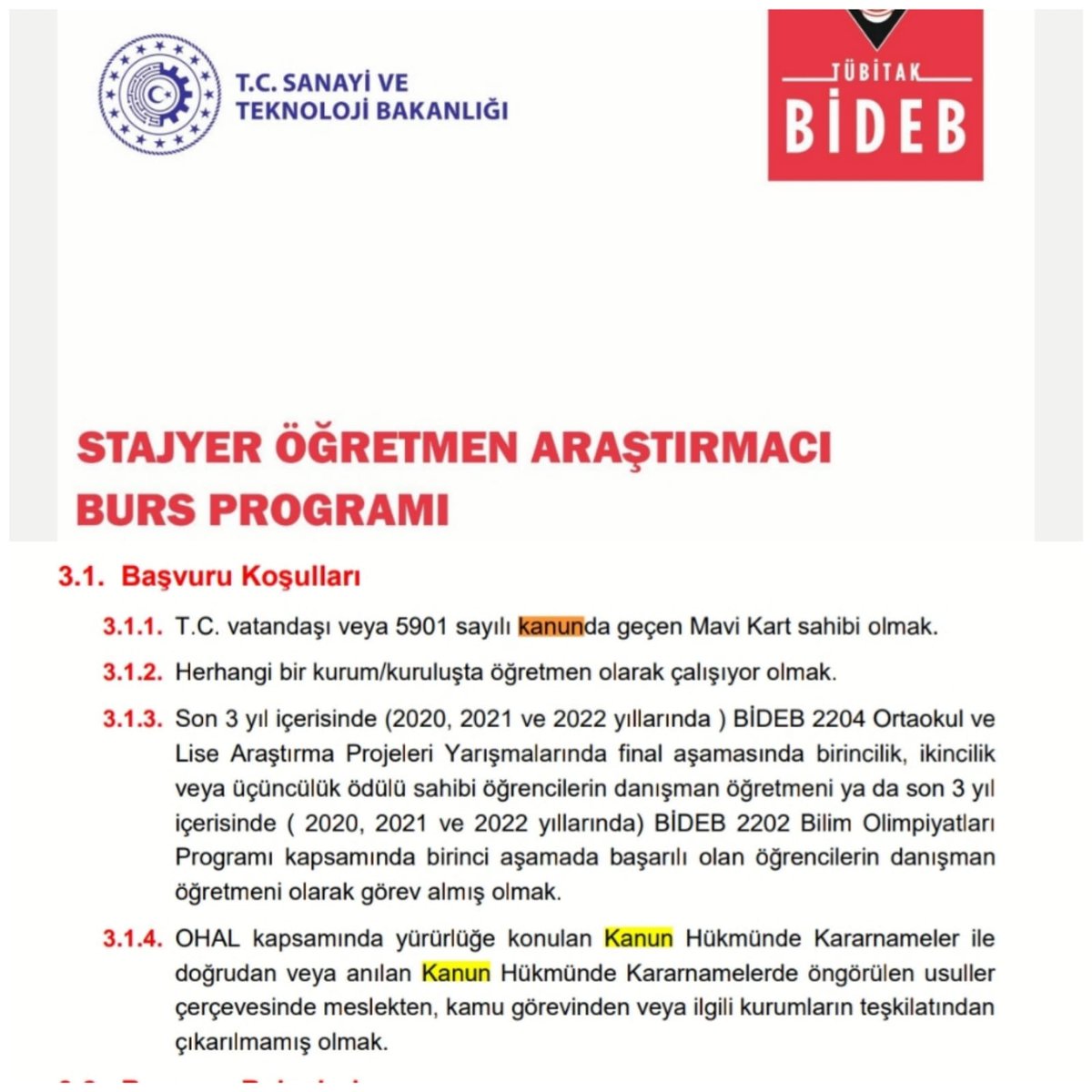 Depremden önceki dönemlerde
👉Stajyer Araştırmacıya 
👉Genç Stajer Araştırmacıya 
👉Stajer Öğretmen Araştırmacıya
Depremden sonra 
<a href="/Tubitak/">TÜBİTAK</a> deprem bölgesindeki öğrencilere verilecek burs için Khklı çocukları burs başvurusu yapamaz dedi
#EnkazdaBileKHKlı 
<a href="/GulizarBicer/">Gülizar Biçer Karaca</a> <a href="/myeneroglu/">Mustafa Yeneroğlu</a>