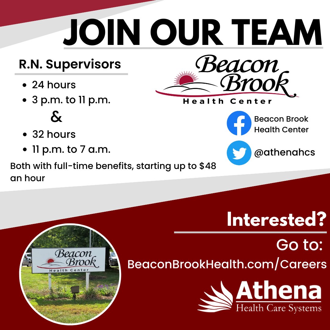 Beacon Brook in #NaugatuckCT is looking to fill nursing roles including C.N.A.s and R.N. Supervisors! Learn more and apply at beaconbrookhealth.com/careers/. #healthcare #ctjobs