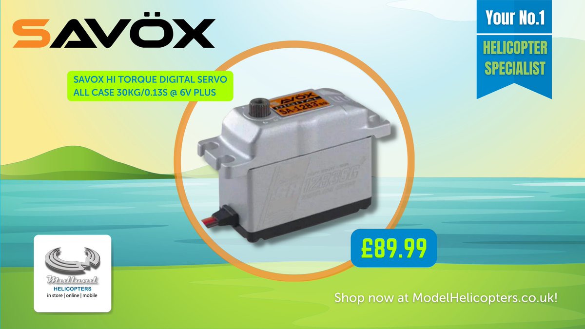 midlandhelis's tweet image. Savox Hi Torque Digital Servo All Case 30kg/0.13s @ 6V Plus : SAV-SA1283SG+ 🚁

📦 Free Delivery on orders over £100
🖥️ Visit ModelHelicopters.co.uk 
📞 Or Call us on 01455 637762

#MidlandHelicopters

#ModelHelicopters #ModelFlying #Savox #SavoxHiTorque #SavoxServo #Servo