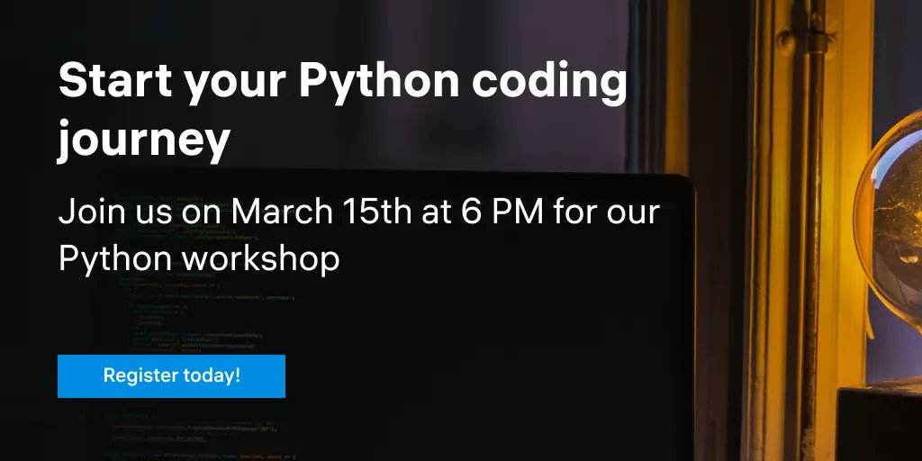 _CO_Academy's tweet image. Join us on March 15th at 6 PM for our Python workshop and upgrade your programming skills! Limited spots are available, so reserve your spot now at: buff.ly/3EGJkaR #PythonProgramming #ProgrammingWorkshop #LearnToCode #ConstructorLearning #ConstructorGroup