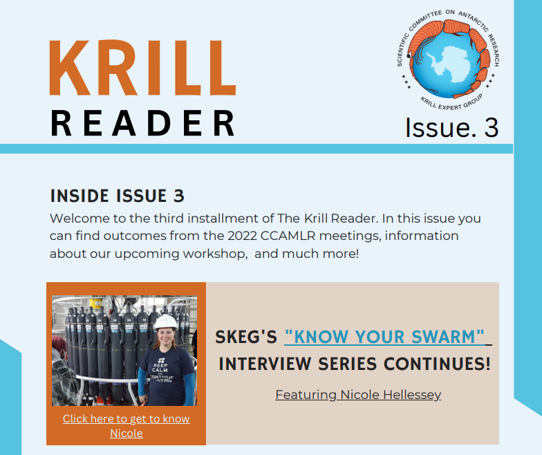 #ICYMI: The third issue of The KRILL Reader is out! Inside you will find news on our upcoming workshop, updates from the latest CCAMLR meetings, an interview with member Nicole Hellessey, and some of the latest publications from the world of krill. #SKEG bit.ly/KRILLReader-3