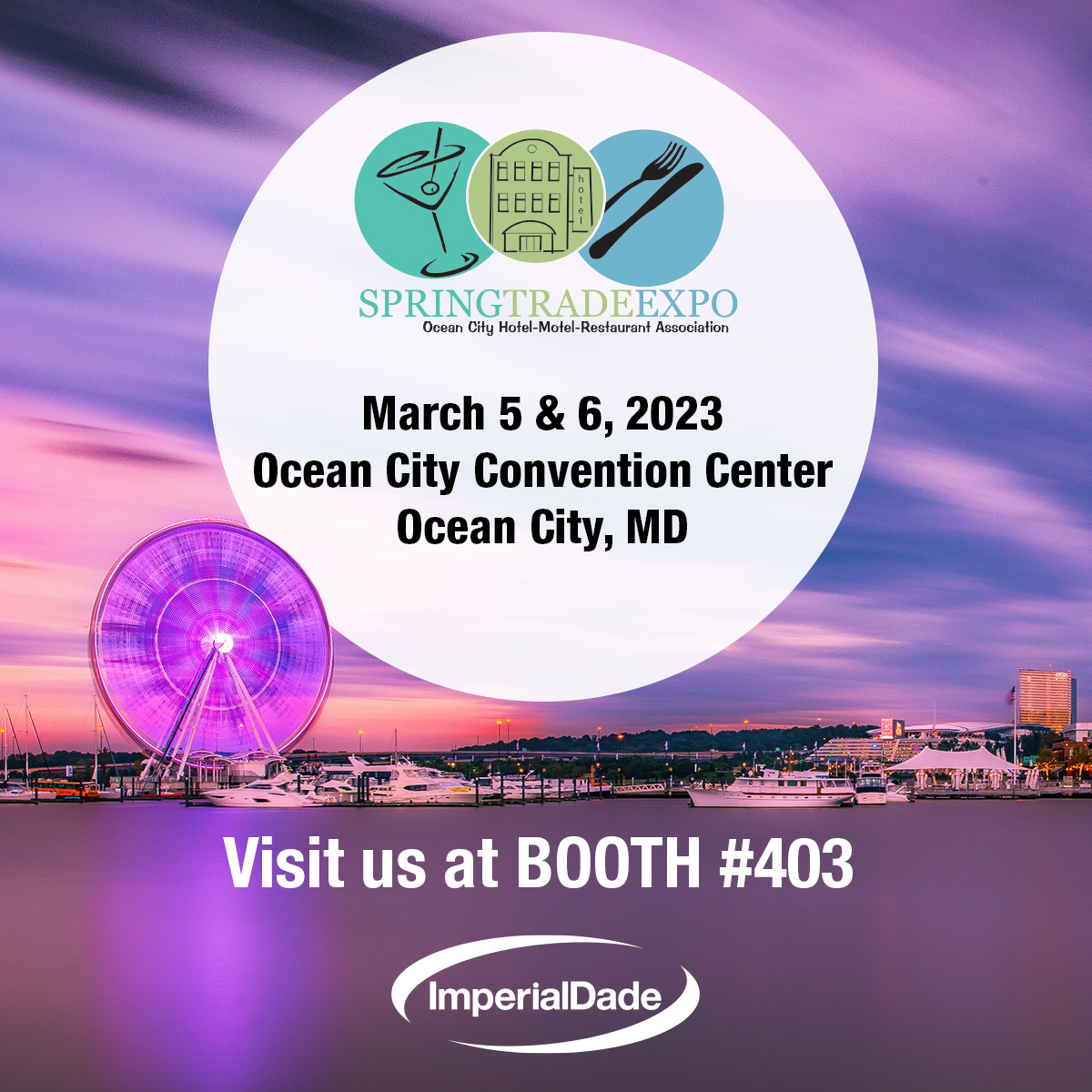 ImperialDade's tweet photo. Visit us at booth #403 at the OCHMRA Spring Trade Expo next week. Learn how we can help your Hotel, Motel, or Restaurant business with any janitorial or foodservice packaging needs.

#OCHMRA #springtradeshow #imperialdade https://t.co/bMsbEZgmvp