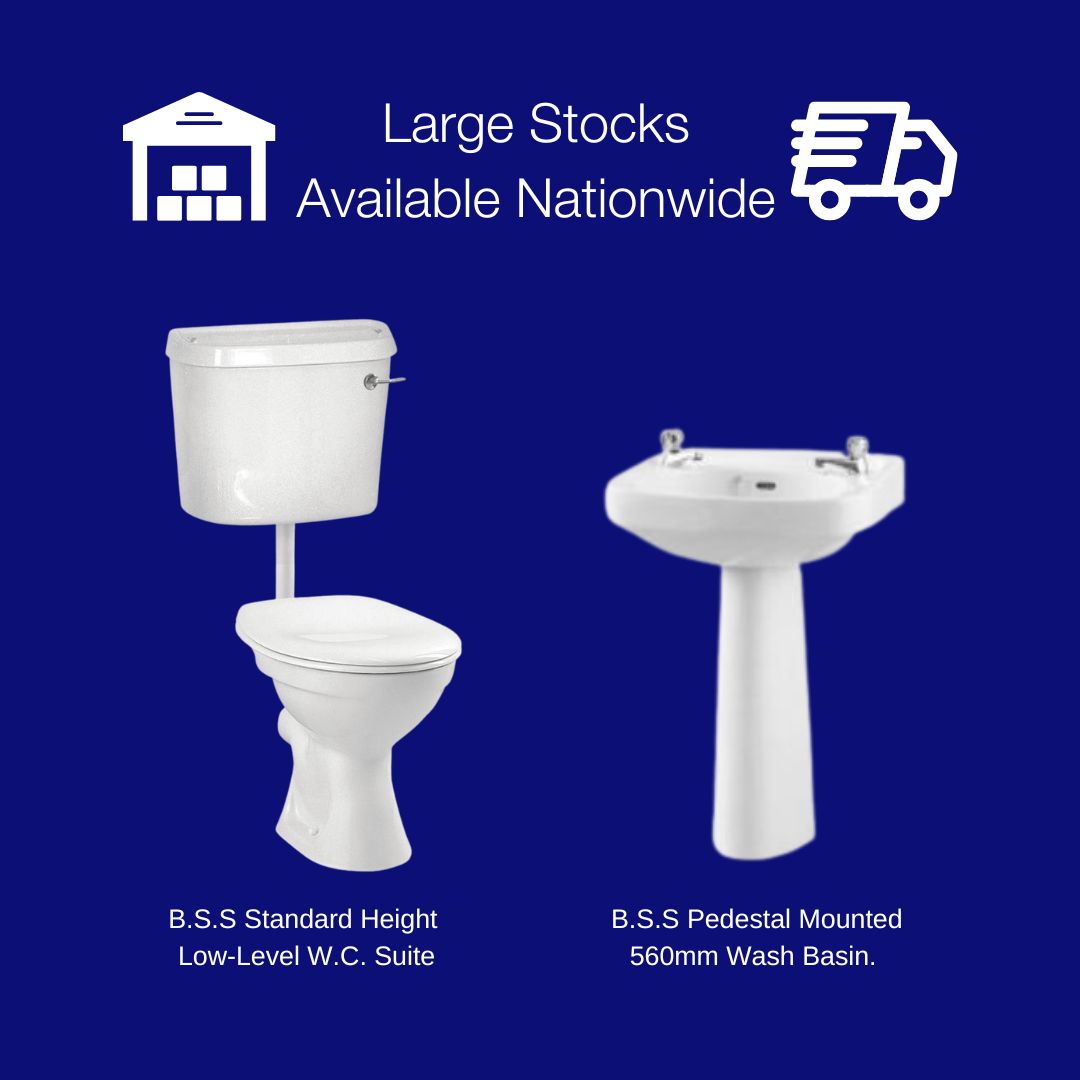 B.S.S standard height low-level W.C. suite and B.S.S pedestal mounted 560mm wash basin. 🚚📦 In stock nationwide now👇🏼

Enquire today: ow.ly/5jey50MA1Vs 

#bathroominstaller #UKbuilder #UKbuilders #toilet #basin #sink #bathroom #bathroomdesign #bathroomremodel
