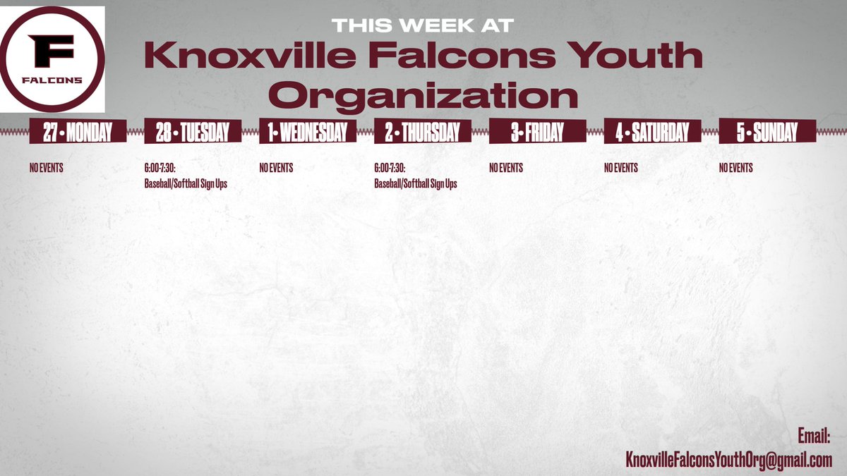 FalconsYouthOrg's tweet photo. Last week for tball, baseball, and softball sign ups. Don't miss out! https://t.co/RnGnhxAuAB