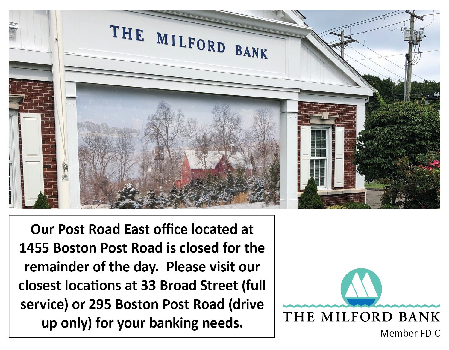 The Milford Bank on Twitter "Our Post Road East office located at 1455