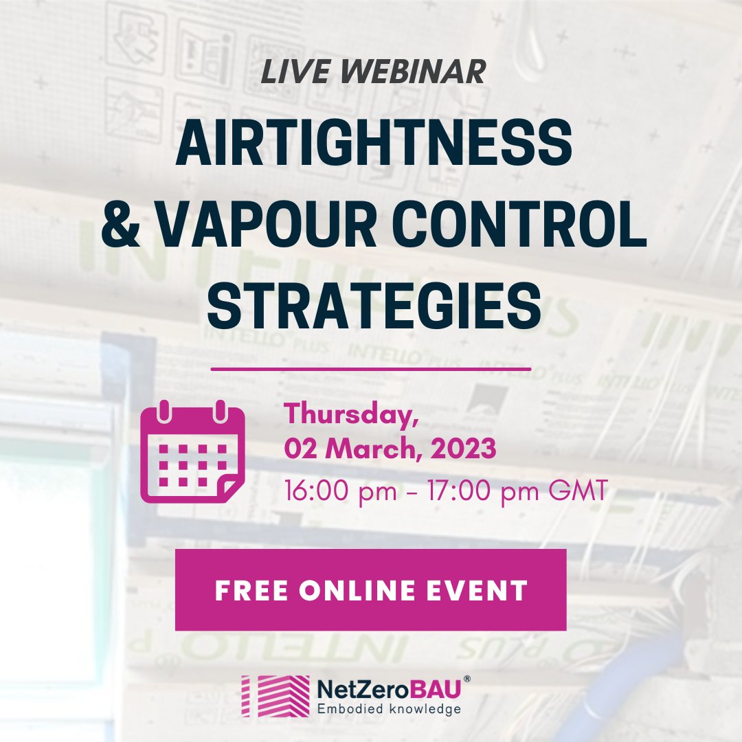 Are you interested in learning how to achieve the most comfortable, healthy, and long-lasting buildings? 
Don't miss out on this opportunity to enhance your building knowledge. 

Register now! ow.ly/9luE50N3R5n

#airtightness #vapourcontrol  #indoorairquality #webinar