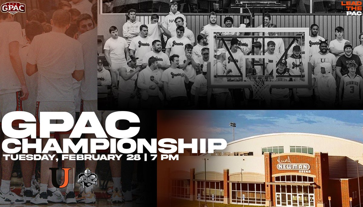 𝗧𝘂𝗲𝘀𝗱𝗮𝘆 𝗻𝗶𝗴𝗵𝘁. 𝟳 𝗽.𝗺.

Fill the Newman for <a href="/GPACSports/">Great Plains Athletic Conference</a> championship basketball! 

#JimmiePride | #LeadThePac