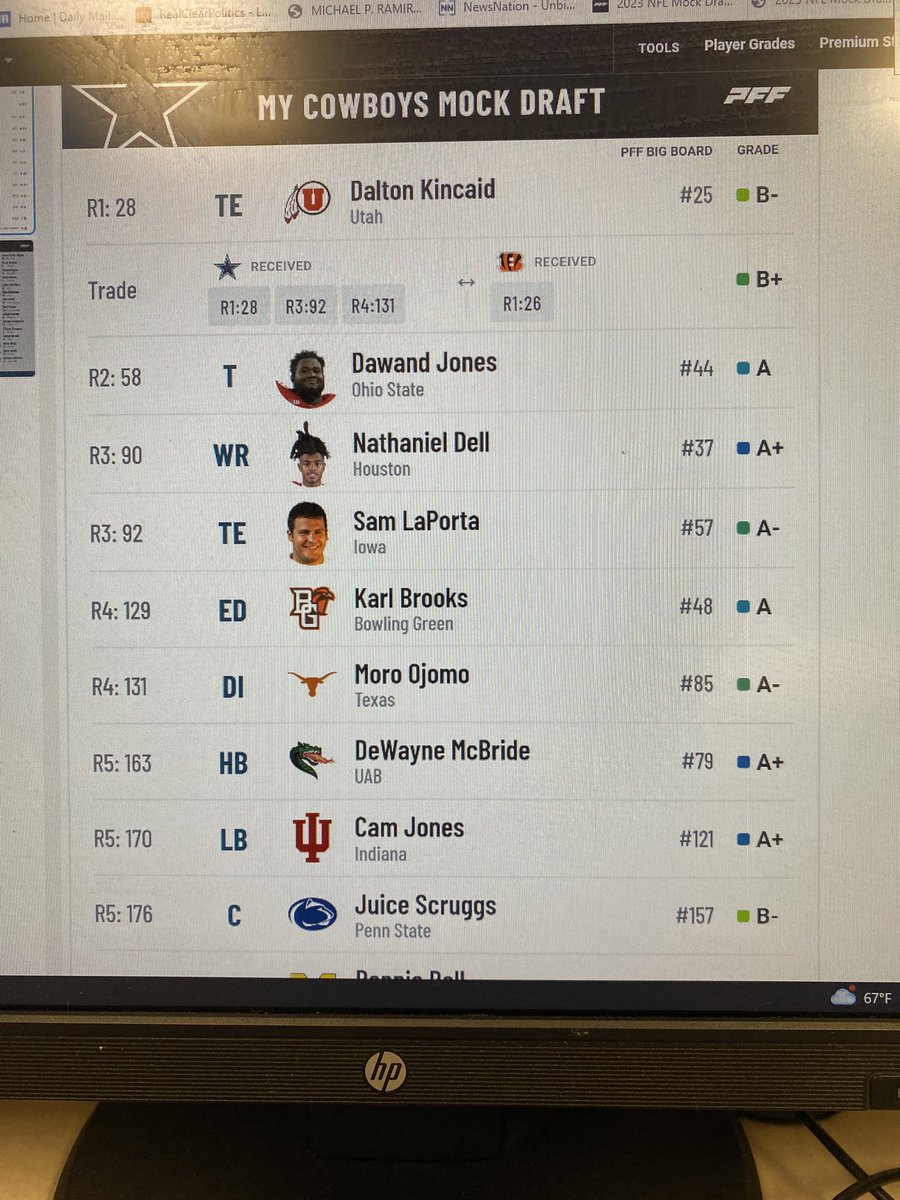 WalkerKeithR's tweet photo. @BryanBroaddus how do you like this mock draft? BTW I love your work on all the draft podcasts….love draft season! https://t.co/KErJQmjU3C