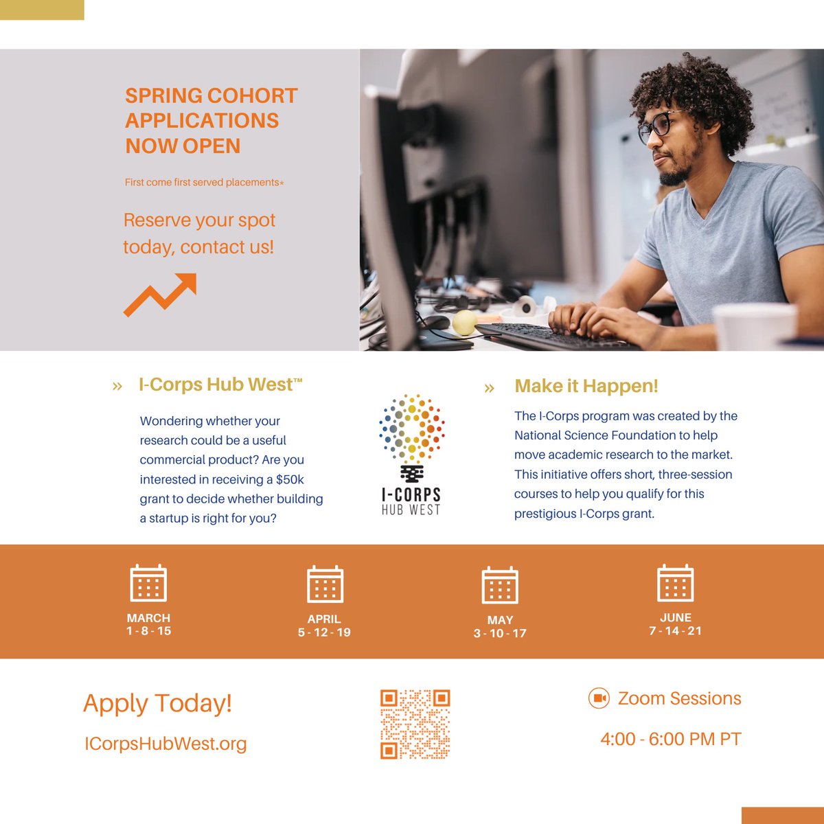 ICorpsHubWest's tweet image. Graduate #students &amp;amp; #research faculty: our #SpringCohort applications are open. Check out our #March enrollment dates and apply today√ #deeptech #innovation ICorpsHubWest.org 

#deeptech #innovation