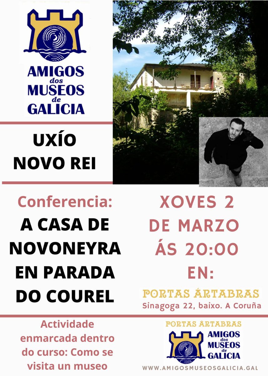Devolveremos este xoves nA Coruña a visita que cada último domingo de Agosto fai a Asociación dos Amigos dos Museos de Galicia, con Felipe Senén. Falará <a href="/UxioNovo/">Uxío @Novoneyra Rei</a> que tiña 6 anos na primeira, en agradecemento a décadas de agarimo, e ao primeiro premio que nos deron, xa no 2013!