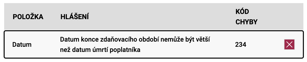 petrdavid's tweet photo. Může mi, prosím, @financnisprava vysvětlit, jak se zbavit kritické chyby 234, když poplatník zemřel v průběhu zdaňovacího období a konec zdaňovacího období nelze změnit? https://t.co/MjjnAqNljJ
