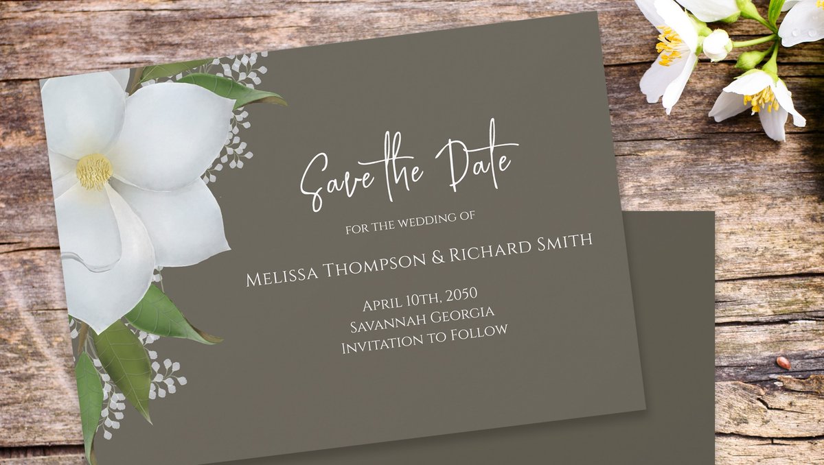 lauralac1's tweet photo. You save 50% (FUN4EVERYONE) on Simple Magnolia Wedding Save the Date Cards. #zazzlemade #zazzle #wedding #saveourdate #savethedate #photography #beautiful #weddings
#stationeryaddict #engaged #bridetobe #engagement #event #couples https://t.co/TWyxrgG5Jg https://t.co/Y1AZcRUtl1