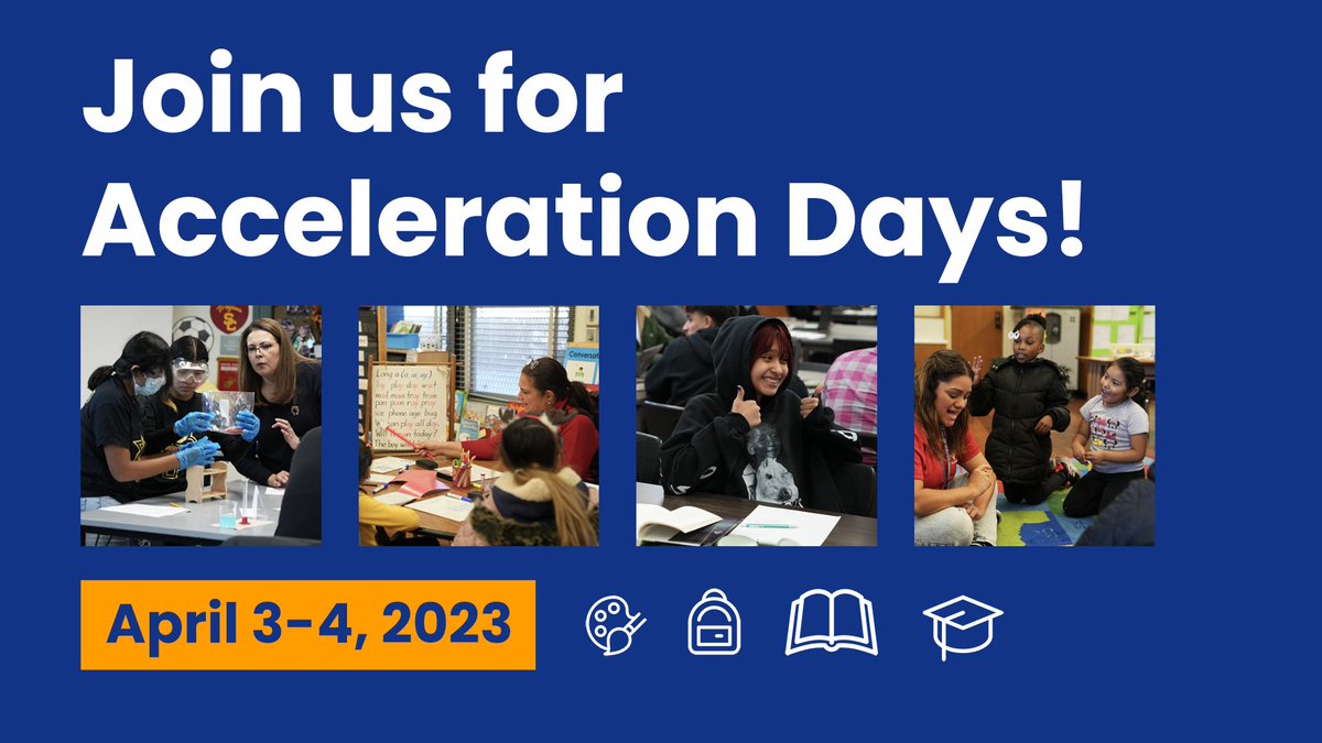 LAHSA (@lahsarts) on Twitter photo Families, please join us on April 3-4, 2023 for Acceleration Days. Whether your student is interested in enrichment or needs additional academic support, Acceleration Days provide a benefit to all!
Learn more: achieve.lausd.net/accelerationda…
<a href="/LASchools/">Los Angeles Unified</a> Families, please join us on April 3-4, 2023 for Acceleration Days. Whether your student is interested in enrichment or needs additional academic support, Acceleration Days provide a benefit to all!
Learn more: achieve.lausd.net/accelerationda…
<a href="/LASchools/">Los Angeles Unified</a>