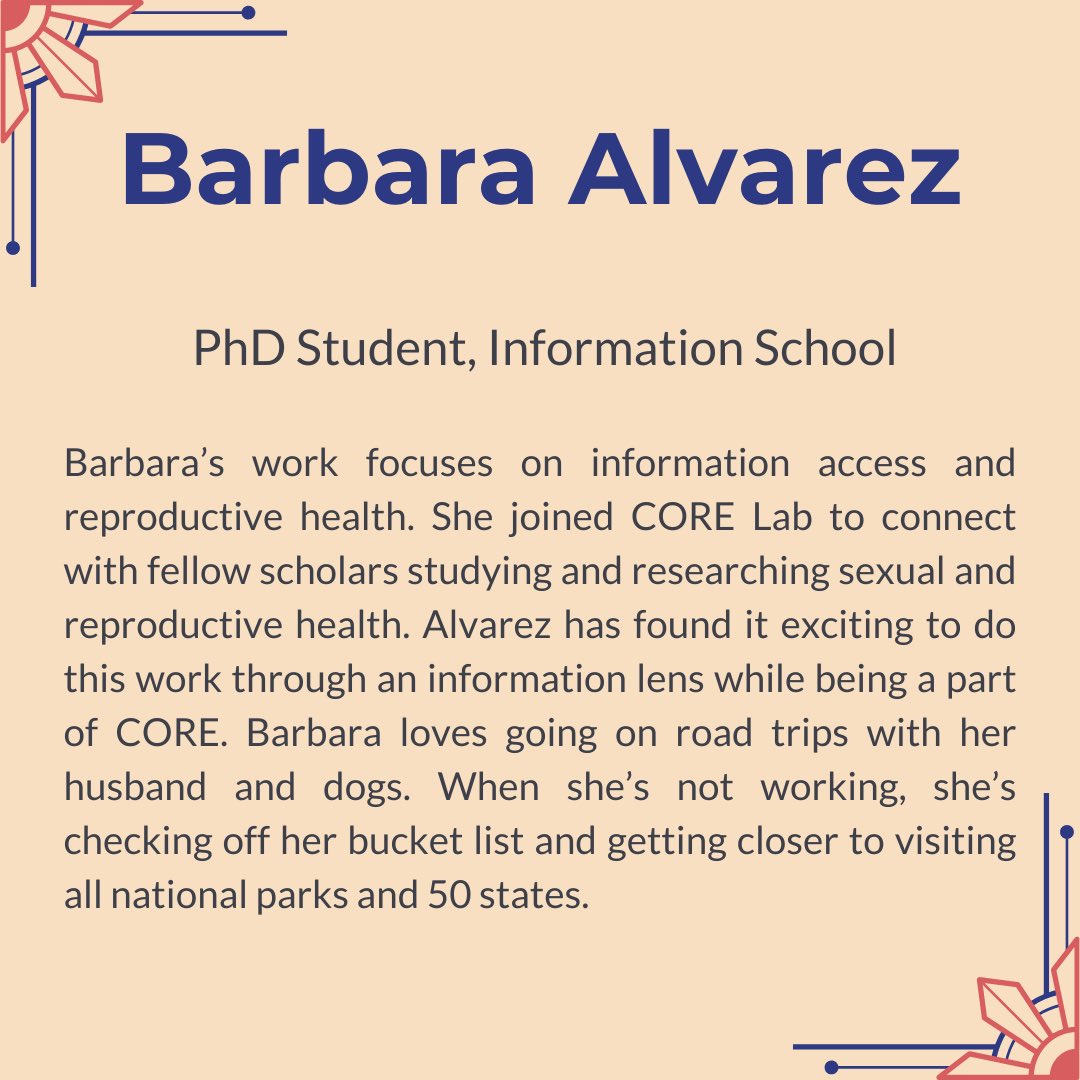 WiscCORE's tweet image. UW CORE is made possible through the work of our extraordinary trainees, who are part of CORE Lab. This week, we are highlighting Barbara Alvarez! Thank you Barbara for all your hard work and for supporting Communications these past few months! #CORELab