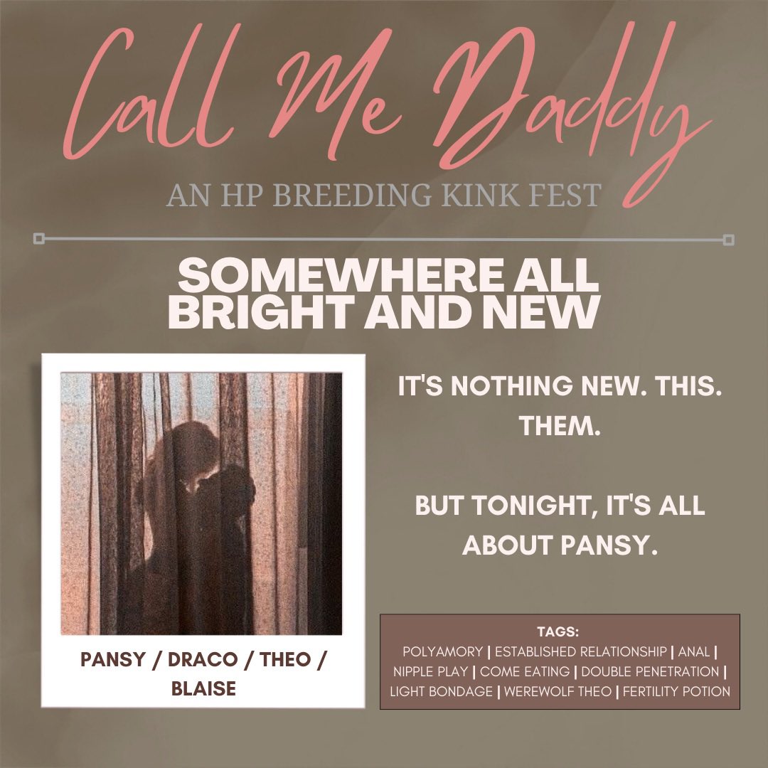 February 27 — Reveal day 13

✨ Somewhere all bright and new ✨

Pairing: Pansy/Draco/Theo/Blaise
Words: 2,684

🔗 archiveofourown.org/works/45265390