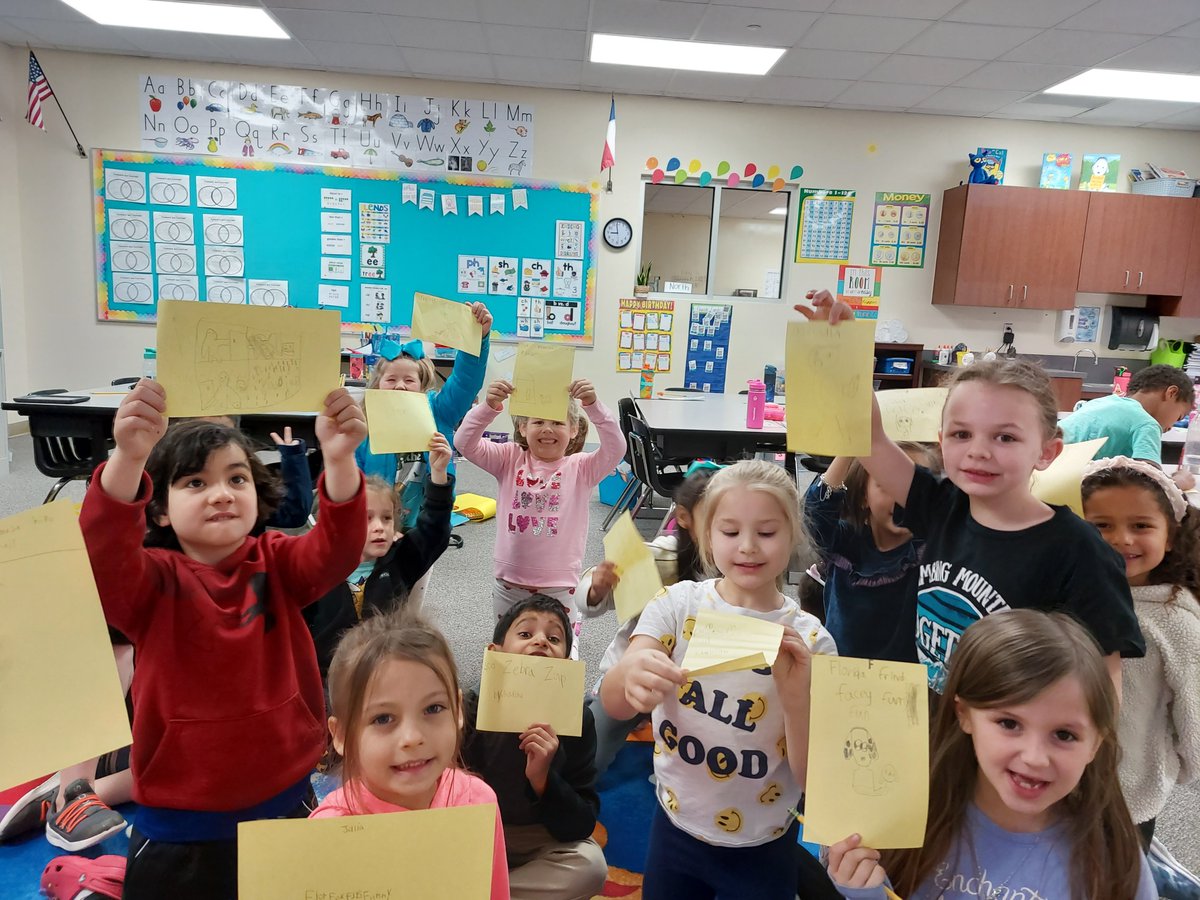 These young Bethany students showed their hard work on their alliterative writing compositions during library time. Inspiration for this activity was the book 'Seaside Stroll,' a Texas 2x2 book. #writing #bethanybunch #texas2x2books #alliteration #libraryprograms