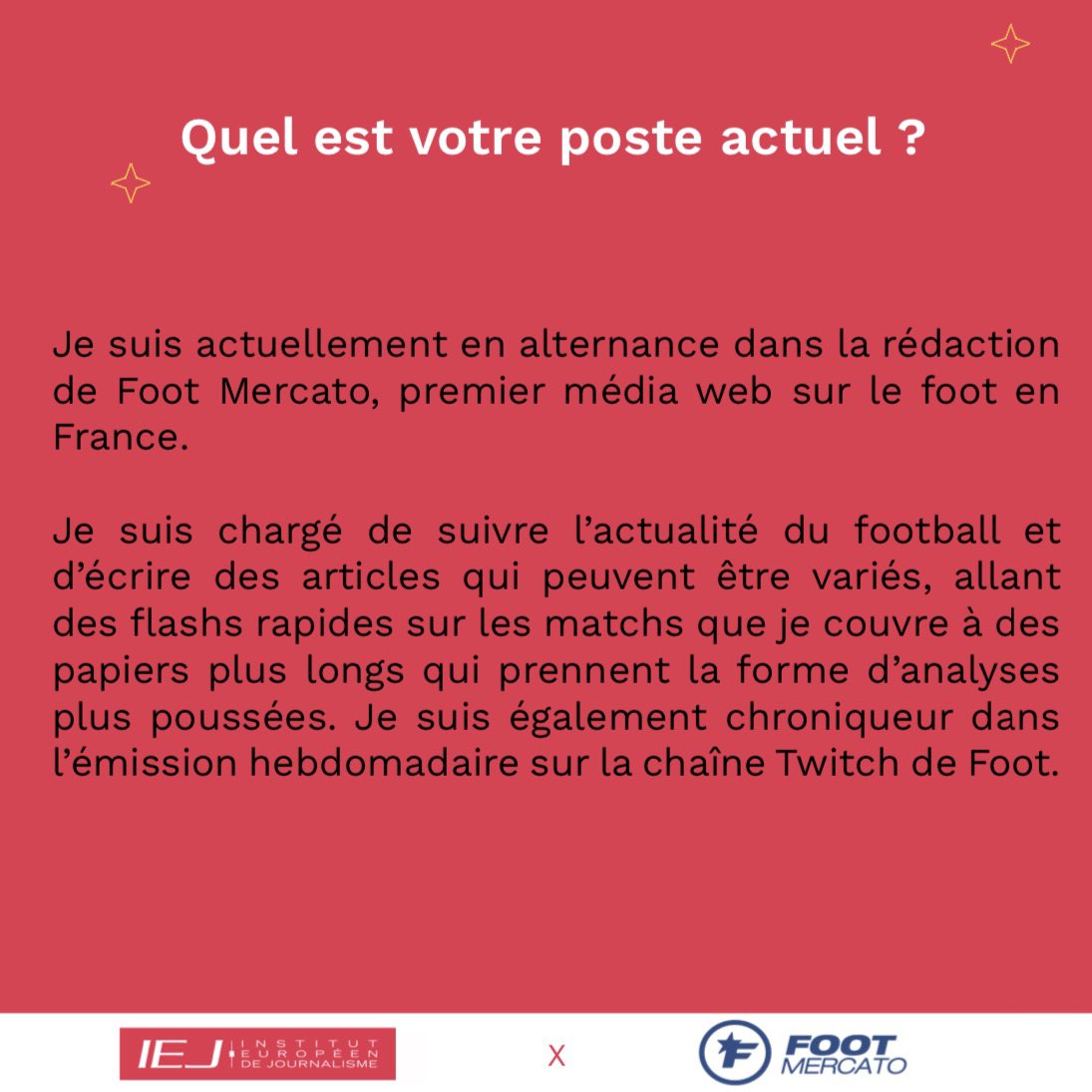 IEJ_Paris's tweet photo. ZOOM SUR L’ALTERNANCE ! 😊
Focus sur Valentin FEUILLETTE, apprenant en 5ème année, spécialité Journalisme Augmenté, en alternance chez @footmercato
#IEJ #journalisme #alternance #journalismeaugmenté #radio #TV #footmercato #apprenant https://t.co/CYevtSVsfa