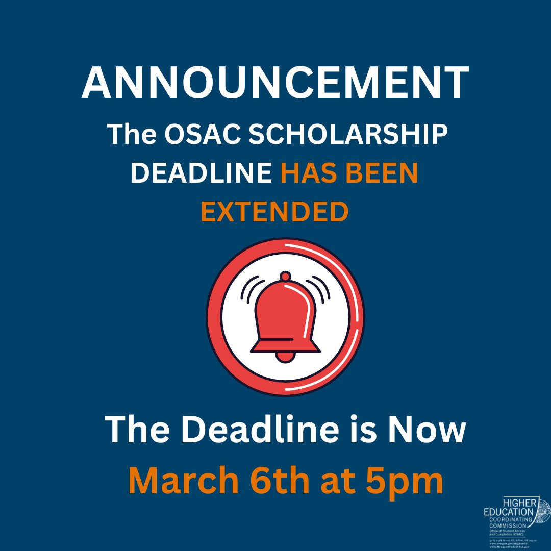 OSAC on Twitter "REMINDER The OSAC Scholarship Deadline HAS BEEN