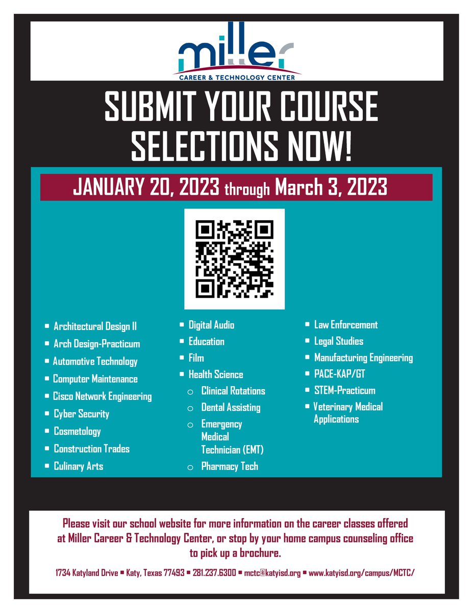 MCTC_RealWorld's tweet photo. Check out our newest recruitment video if you need a recap of all the courses we offer before you submit your Miller course request for next year! Don't forget the PowerSchool link closes this Friday, March 3rd at 11:59pm. https://t.co/yHVr5PcIPg https://t.co/0EkvVsz3dS