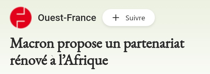 Un proverbe africain dit "Si le crocodile achete un pantalon c'est qu'il a trouvé où mettre sa queue"
Et comme aucun pantalon ne peut contenir une queue de crocodile...
Hum!!!
#Macron 
#Afrique 
#FranceAfrique