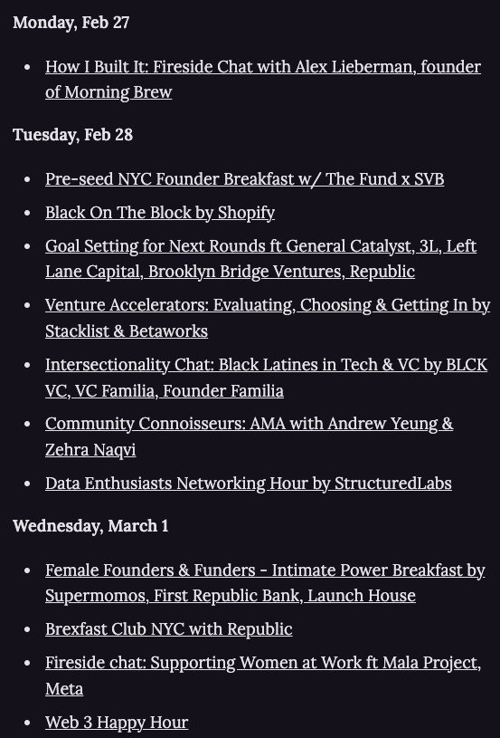 Will leave the Miami tech scene debate up to Keith and Nichole...but I'm a die-hard New Yorker. Here are the top IRL tech events in NYC this week (2/27–3/3)!

yindexinvesting.substack.com/p/nyc-irl-tech…

#nyc #techevents #nyctech #startups #vc