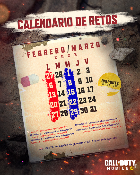 CODMobileLATAM's tweet photo. Recuerda que a partir del 27 de febrero y hasta el 24 de marzo, todos los lunes y miércoles serán de Hall of Fame: Heavy Metal Edition. 

Aquí abajo te dejamos el calendario que tendremos durante todo el evento. ¡Demuestra de qué metal tal estás hecho! https://t.co/THErjulUix